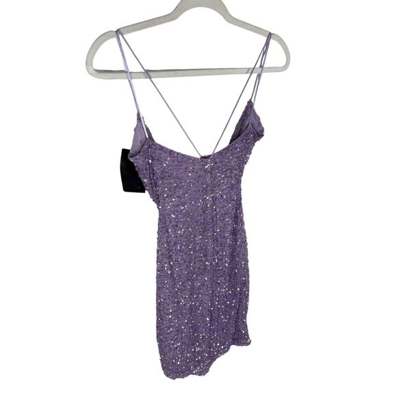 Retrofete Mindi Sequin Mini Dress Cowl Neck Sexy Party Cocktail Evening Lilac MD - Picture 9 of 10